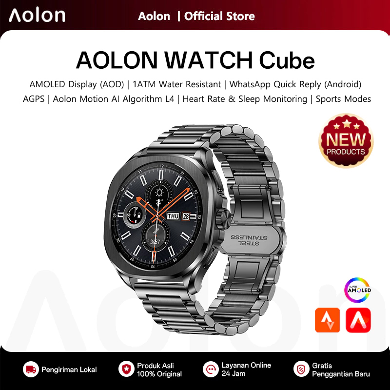 Smartwatch Watch Whatsapp - Jam Tangan Pintar Aolon Cube Layar