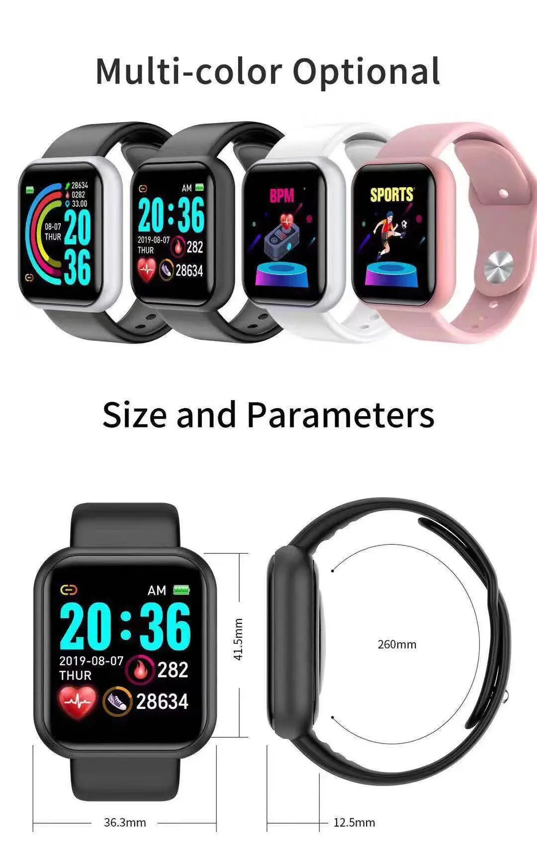 Smartwatch Digital Watches For Men - Jam Tangan Pintar D20 Pro Pria