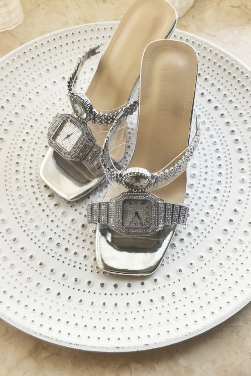 Leather Watch Strap - Sepatu hak tinggi kristal desain asli,