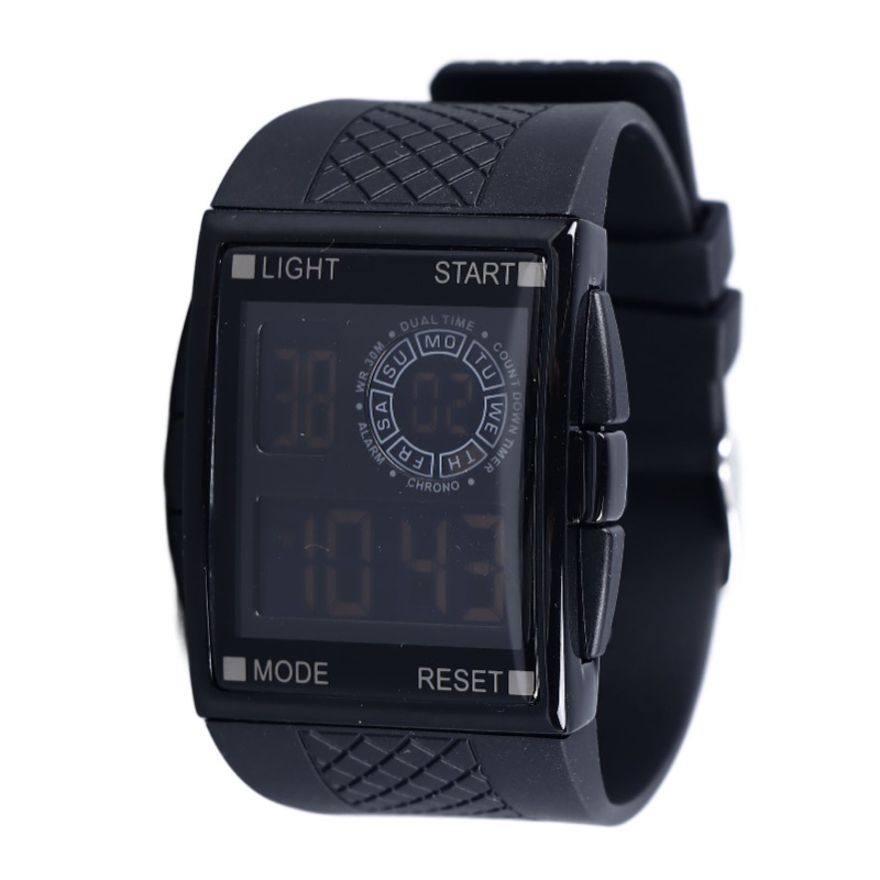 Leather Watch Strap - Jam Tangan Olahraga Digital Stopwatch Tahan