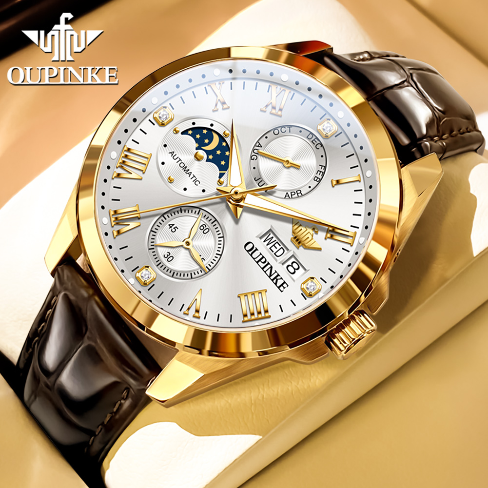 OUPINKE Jam Tangan Pria Jam Ta - Leather Watch Strap ulasan dan harga