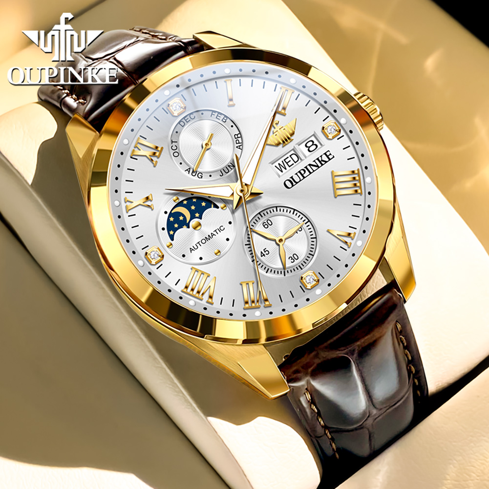 OUPINKE Jam Tangan Pria Jam Ta - Leather Watch Strap ulasan dan harga