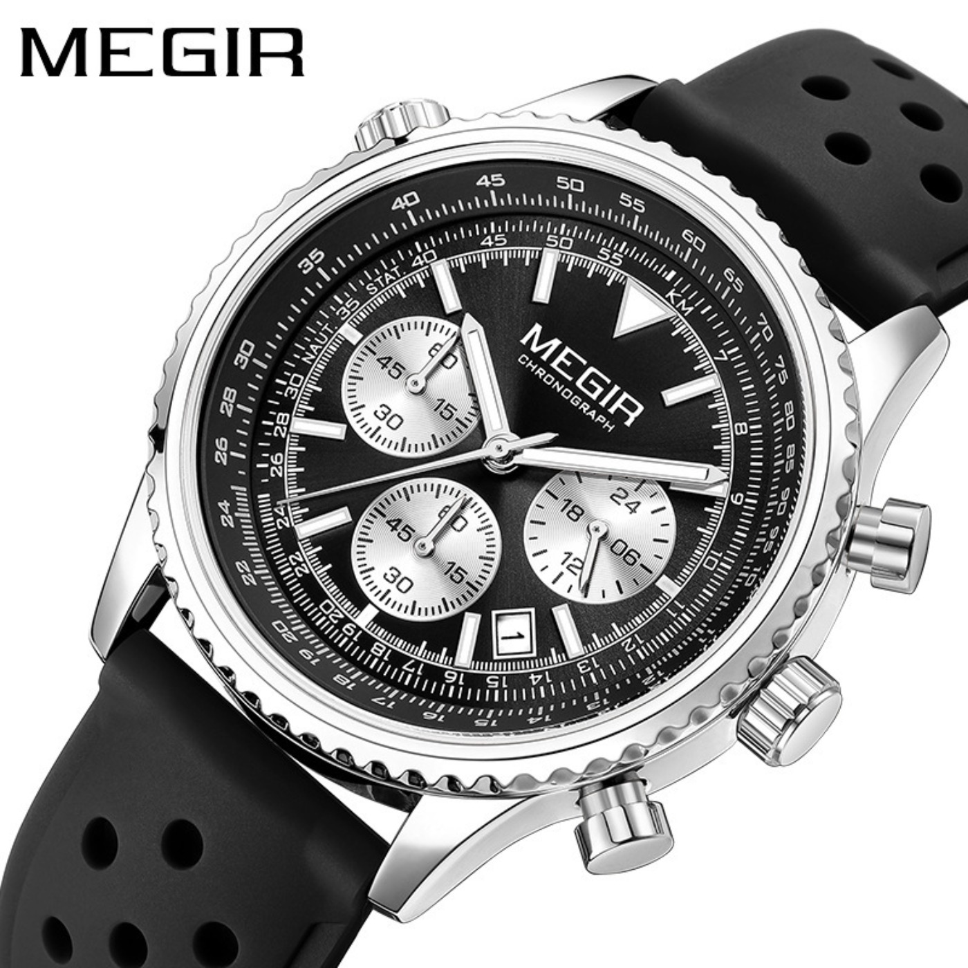 MEGIR Jam Tangan Kuarsa Hitam  - Leather Watch Strap ulasan dan harga