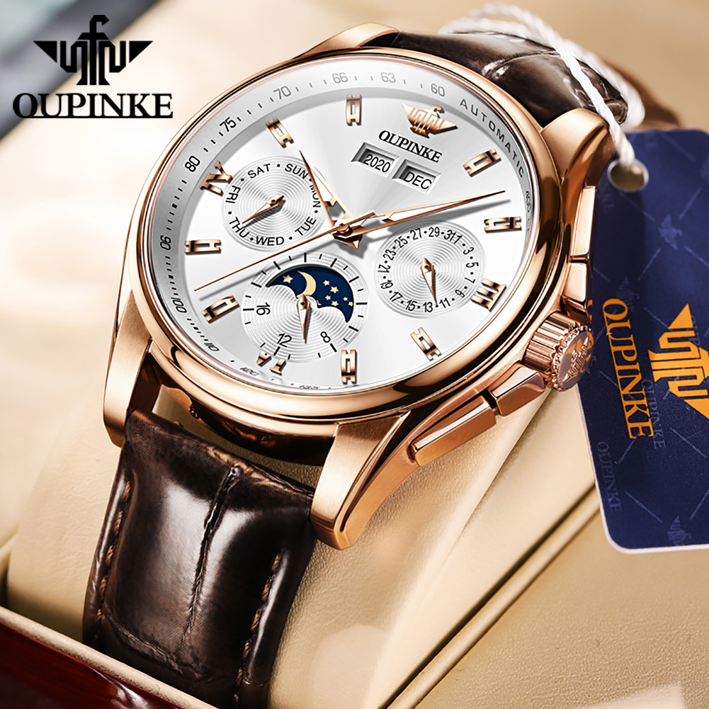 OUPINKE Jam Tangan Pria Jam Ta - Leather Watch Strap ulasan dan harga