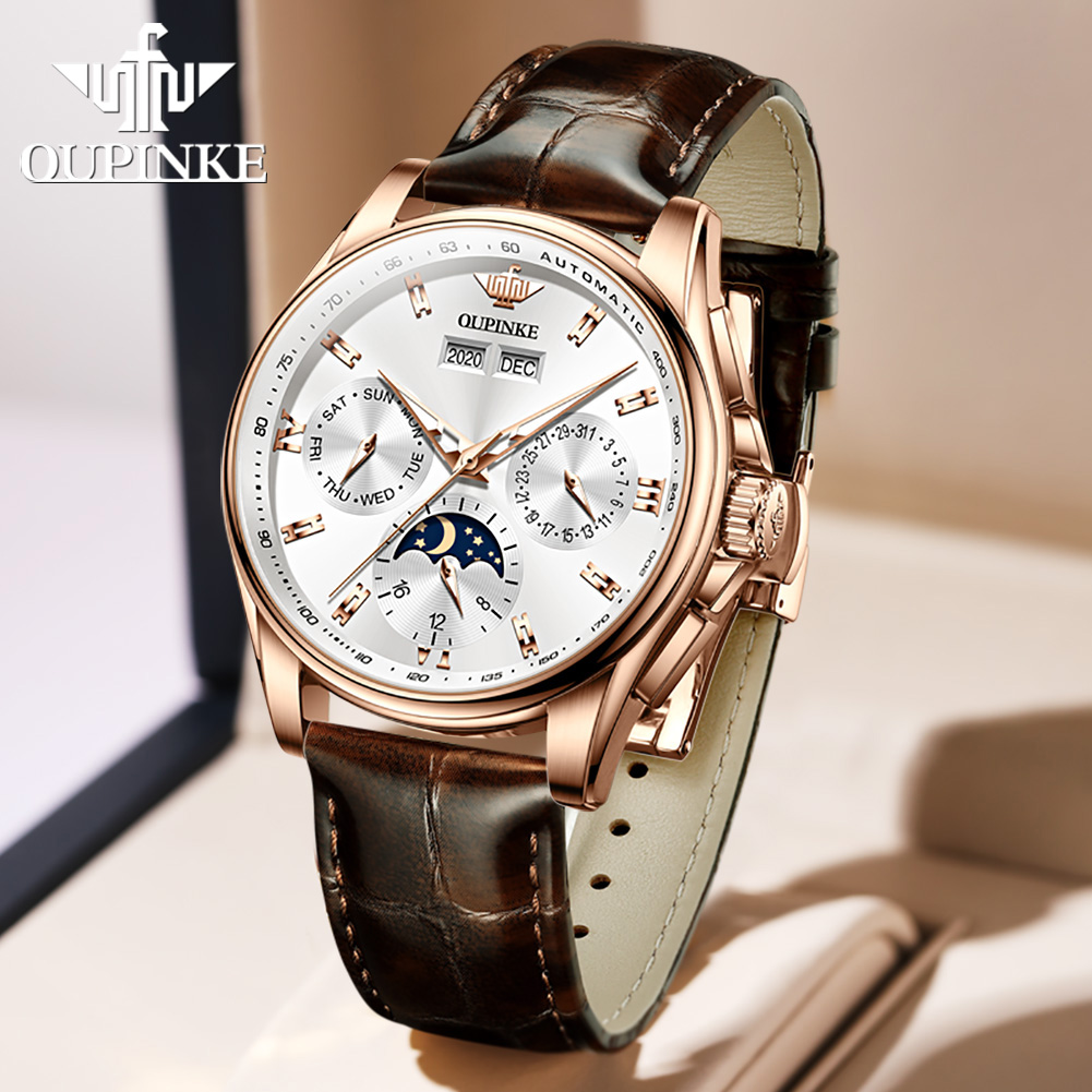 OUPINKE Jam Tangan Pria Jam Ta - Leather Watch Strap ulasan dan harga